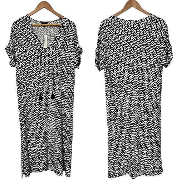 J.Crew Women’s Caftan Long Maxi Dress Size S Abstract Heat Swim Coverup NEW - Picture 1 of 8